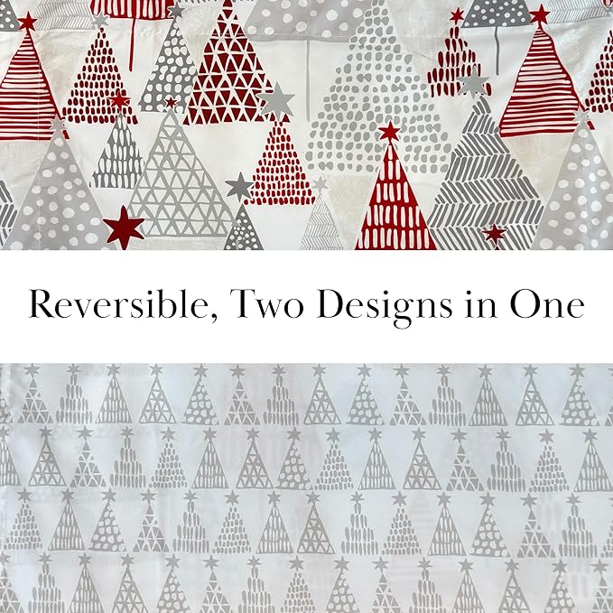 Southshore Fine Living, Inc. 5-Piece Reversible Christmas Comforter Set Twin/Extra Long, Red, Grey & White Christmas Bedding Twin, 1 Matching Sham, 3 Throw Pillows, Holiday Bedding - Merry & Bright