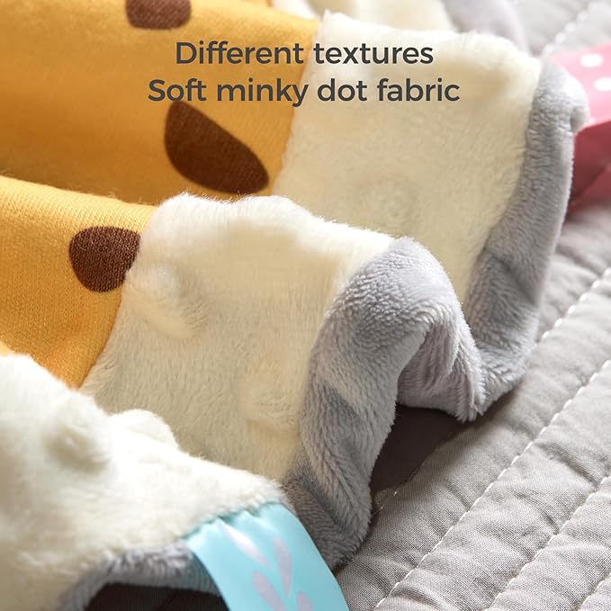 TUMAMA Baby Security Blanket Lovey,Soft Fleece Velvet Minky Dot Blanket with Stuffed Animal&Teething Rings,Newborn Essentials for Babies Girls Boy,Giraffe