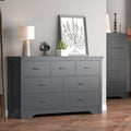 Farmhouse 7 Drawer Dresser for Bedroom, 51" Wide Chest of Drawers, Wooden Dresser TV Stand, Storage Dressers Organizer for Bedroom, Living Room, Hallway, Black