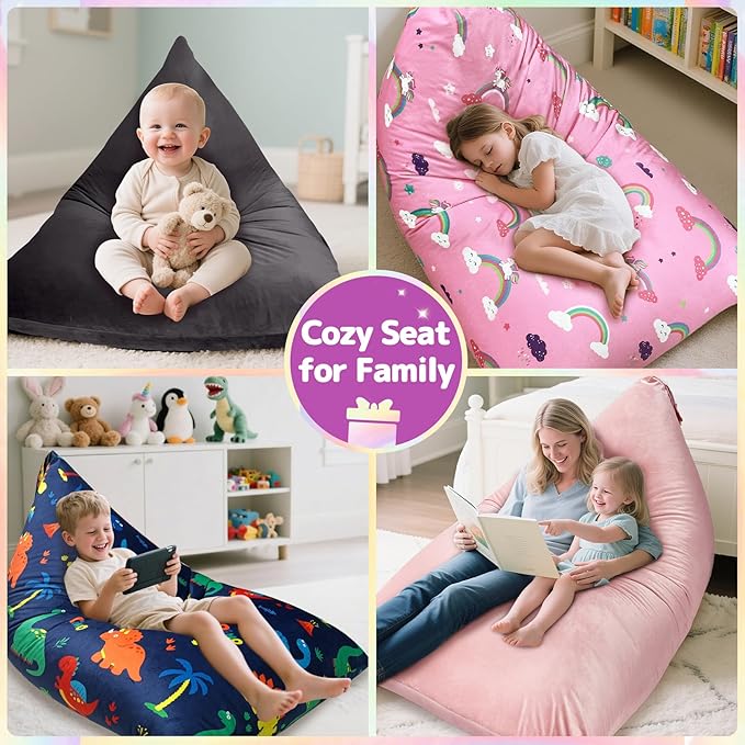 Jorbest Stuffed Animal Storage Bean Bag Chair Cover for Kids Adults, Dinosaur Stuffed Animal Bean Bag Storage, Dinosaur Storage Bag - Cover ONLY(200 L/52 Gal)