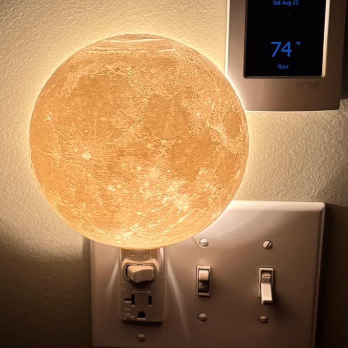 Moon Night Lights | Night Lamp LED Light | 3D Solar System NightLight, Planet Home Décor, Space Nursery, Kids Room, Space Gift, Birthday Gifts, Bedroom Decorations (Moon, 5 Inch)