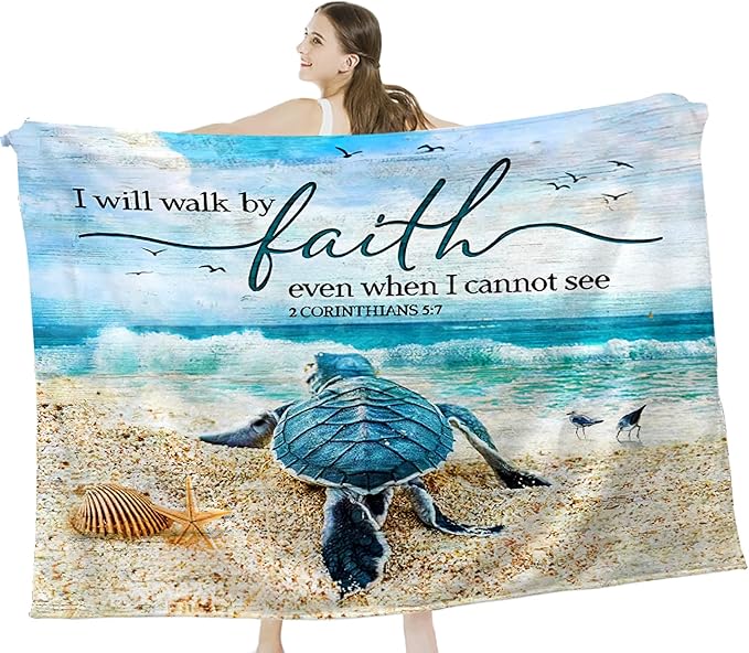 Jinflower Sea Turtle Throw Blanket Turtle Blanket for Kids Adults Super Warm Soft Cozy Plush Fleece Flannel Blanket for Sofa Couch Bed Birthday Gifts Sea Turtle Print Blanket 40"x50"
