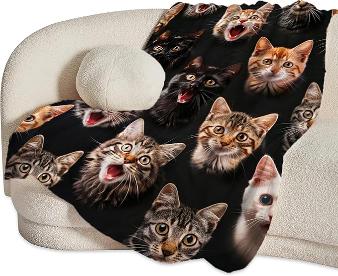 Cats Blanket Cat Throw Blanket Cat Gifts and Decor Cats Blanket for Girls Boys Women Men Kids Adults Soft Warm Cozy Fleece Blanket for Couch Sofa Bed 60"x50"
