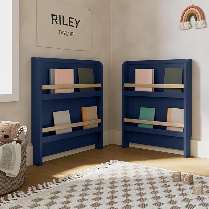 Graco Read-with-Me 4-in-1 Convertible Crib with Drawer (Midnight Blue with Driftwood) - GREENGUARD Gold Certified Converts to Toddler Bed, Daybed, and Functional Bookshelves