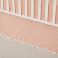 Brandream Boho Bohemian Girl Baby Nursery Crib Bed Skirt 100% Cotton Pleated Dust Ruffle Farmhouse Chic Ruffle Minimalist Tassel Fringe Macrame Luxury Toddler Bedskirt Solid Blush