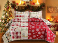 Christmas Bedding Set Twin Size Quilt Bedspread - Holiday Xmas Buffalo Plaid Patchwork Rustic Lodge Cabin Lightweight Reversible Coverlet Home Decor