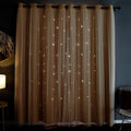 Kinryb Kids Blackout Curtains for Bedroom/Living Room/Classroom, Sheer Overlay 95 Inches 2 Panel Set, Double Layer Curtains with Star Cutout for Kids Room(W 52 x L 95 Inches,Yellow 2 Pcs)