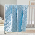 FLXXIE Machine Washable Microfiber Down Alternative Oversized Toddler Comforter, Super Soft and Lightweight Kids Crib Quilted Blanket for Stroller, Travel, 43x60 Inches, Aqua