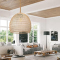 Arturesthome Large 23.6in Rattan Pendant Light for Kitchen Island, Woven Rope Lamp Shade, Hanging Ceiling Light Shade, Handmade Lampshade Chandelier for Dining Room