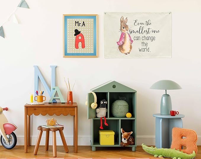 Baby Girl Nursery Room Infant Bedroom Reading Room Playroom Wall Decoration-Baby,Shower Easter Christmas Gift-Rectangular Banner Flag Wall Art Decor-Even the Smallest Gift Can Change the World