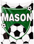 Personalized Soccer Blanket with Name for Boys, Custom Name Blanket for Kids, Soft Flannel Soccer Toddler Blanket Customized Gift for Birthday Christmas Baby Shower Newborn Gift 30'' X 40''