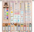 Funny Kids Educational Alphabet Curtain Cartoon Colorful Weather Multiplication Table Printed Rod Pocket Window Treatments for Bedroom Living Room Decor 42" W X 45" L