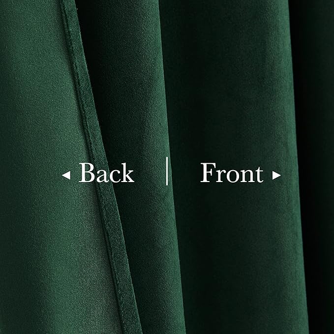 StangH Green Velvet Curtains 102 inches Long 2 Panels, Luxury Dark Green Decorative Backdrops Light Blocking for Party/Holiday, Solid Warming Drapes Heat & Cold Resistant for Bedroom, W52 x L102