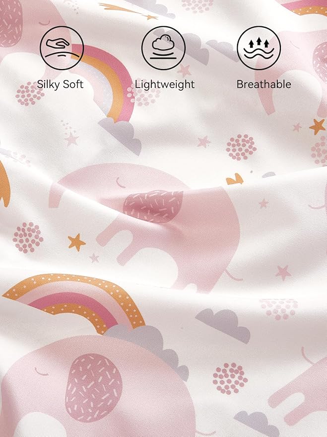 TILLYOU Mini Crib Fitted Sheets - Soft Knit Sheet for Pack N Play, Microfiber Mini Crib Sheets, 38 x 24 Playpen Bedding Sheet for Baby 2 Pack, Machine Washable, Rainbow Elephant