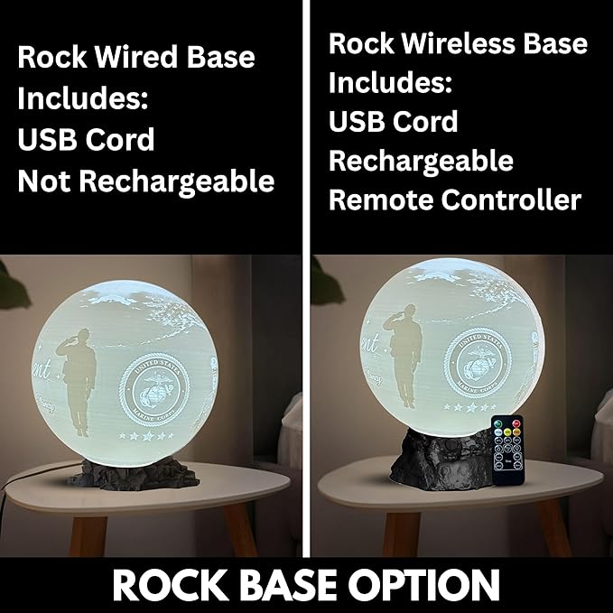 Personalized U.S Marine Retirement Moon Lamp with Custom Photo & Text - Custom USMC Moon NightLight | Military Veteran Gift for Marines, Soldiers, Marine Corps & Service Members