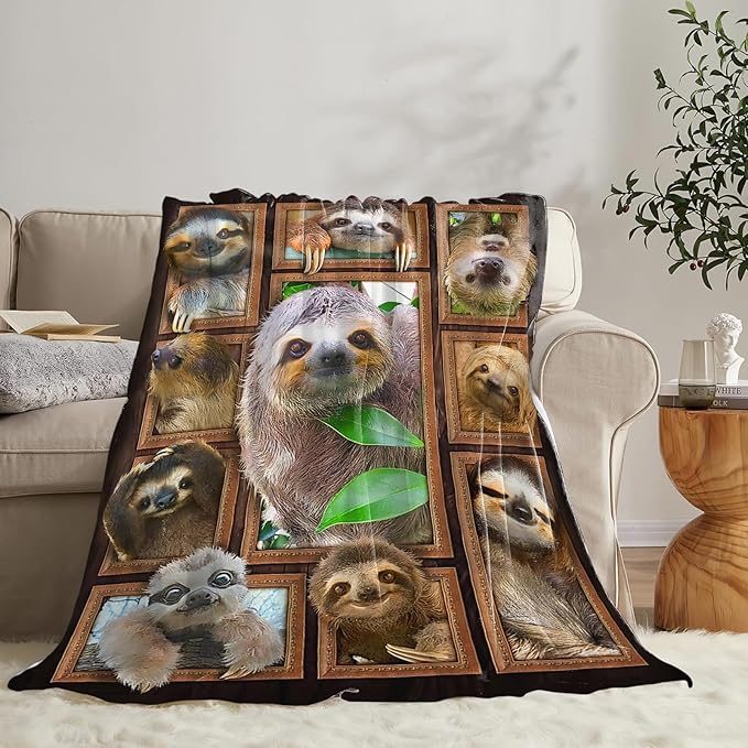 Tijuboni Sloth Throw Blanket Sloth Gifts for Girls Boys Women Men Kids Adults Soft Flannel Fleece Blanket for Couch Sofa Bed Home Decor 50"x60"