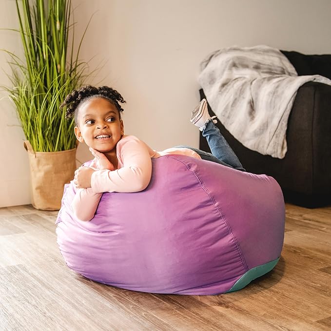 Big Joe Classic Bean Bag Chair for Kids Bedroom and Reading Nook, Easy-Clean Radiant Orchid, Durable Nylon Polyester Blend, 2 feet Refillable