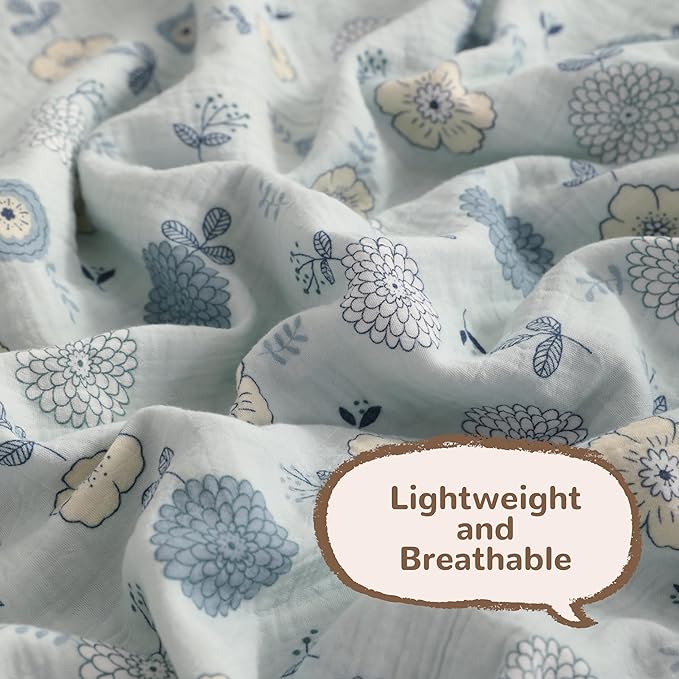 NTBAY 4 Layer Muslin Cotton Toddler Blanket, 30x40 Soft and Breathable Receiving for Newborns and Infants, Perfect for Crib, Stroller, Travel, Lightweight Nursery Blanket, Rustic Bloom
