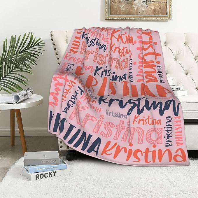 Dr.TOUGH Personalized Blankets with Name Customized Baby Blankets for Girls Boys Adults Monogrammed Blankets and Throws Christmas Birthday Mothers Fathers Valentines Day Gift (Pink, 40''×50'')