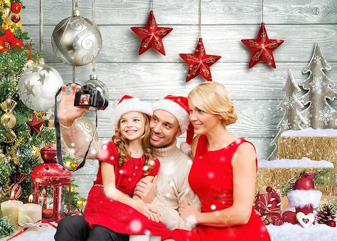 CYLYH 10x8ft Christmas Backdrop for Photography Christmas White Wood Floor Photography Backdrop Winter Snow Wooden Floor Xmas Background Newborn New Year Party Banner Decorop