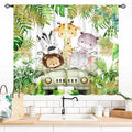 Jungle Safari Animals Curtains, Cartoon Animals Lion Giraffe Elephant Woodland Tropical Leaf Green Window Drapery for Kids Boys Girls Baby Living Room Bedroom Nursery 2 Panels, 55x39 Inch