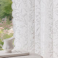 Anmao Vintage Lace Curtains 84 Inches Long 2 Panels Set, Romantic Elegant Light Filtering Semi Sheer Floral Thick Lacy Curtain Drapes for Living Room and Bedroom, Each Panel 55W x 84L, White Leaves