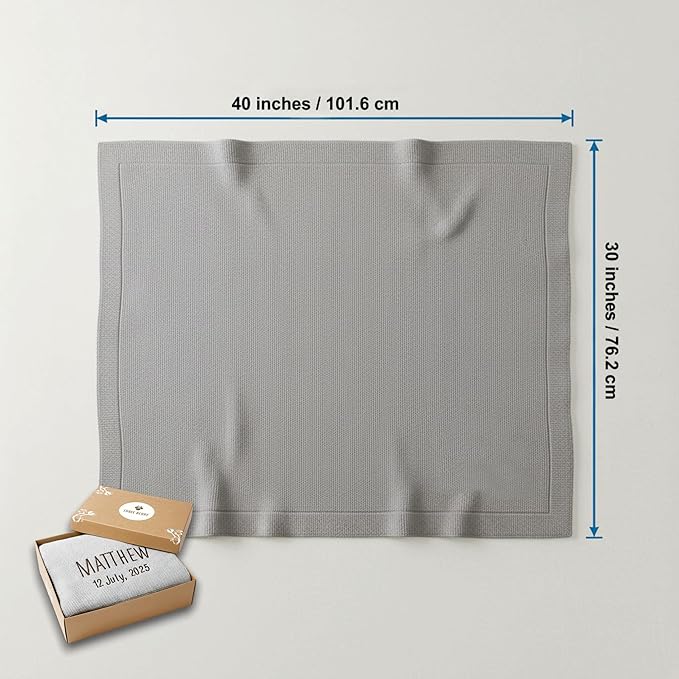 Personalized Baby Blanket - 100% GOTS Certified Organic Cotton - Custom Baby Blanket for Boys and Girls - Embroidered Swaddle, Customized Baby Name Blankets (Pink)