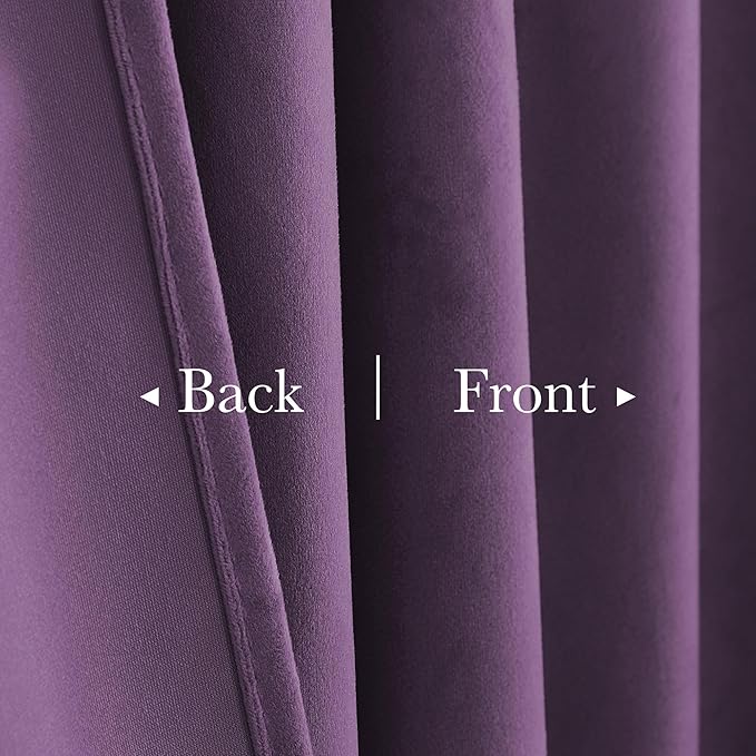 StangH Lavender Velvet Curtains, Room Darkening Thermal Insulated Drapes for Bedroom Living Room, Soft Velvet Window Treatment with Rod Pocket Back, 52x108 inches, 2 Panels