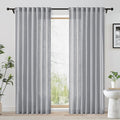 FMFUNCTEX Linen Semi Sheer Curtains 108 Inches Long for Living Room, Grey Pinch Pleated Curtains for Bedroom, Light Filtering Extra Long Farmhouse Window Drapes Rod Pocket Back Tab 2 Panels Set