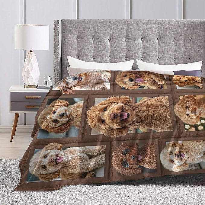 Golden Doodle Blanket Goldendoodle Decor Throw Blanket Super Soft Flannel Lightweight Fluffy Plush Cozy Fuzzy Fleece Gifts Blanket for Dog Lover Women Girls Boys Adults for Bed Sofa 60"X80"