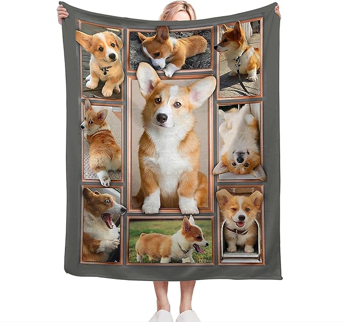 jerkboo Corgi Blanket Throws Corgi Gifts Cute Corgi Dog Throw Blanket for Girls Women Kids Adults Soft Warm Cozy Fleece Blanket for Couch Sofa Bed 50""x40""