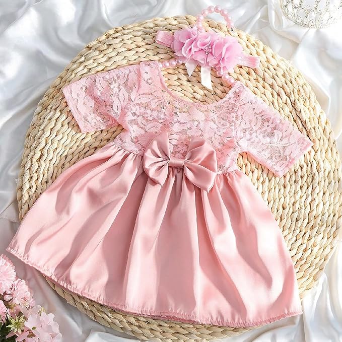 Infant Photography Outfit Flower Headband Lace Bowknot Dress Photostudio Props Baby Photo Costume Newborns Shower Newborn Photography Outfit