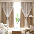 Kinryb Kids Blackout Curtains for Bedroom/Living Room/Classroom, Sheer Overlay 2 Panel Set, Double Layer Curtains with Star Cutout for Kids Room(Each Piece W 70 x L 95 Inches 2 Pcs Beige)