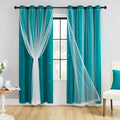 XiDi Black Out Curtains for Bedroom Windows, Girls Room Decor, Unicorn Theme for Kids, Living Room - 84 Inches Long, 2 Panel, Teal