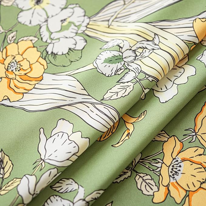 ENJOYBRIDAL Floral 63 Inch Curtains for Living Room Semi Sheer Drapes Bedroom Cute 2 Panels Short Window Curtain Panels Boho Rod Pocket Country Farmhouse Dining Room Window Treatments