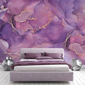 -Purple Marble Fabric Wallpaper Abstract Texture Mural Bedroom 180" x 115" (Not Peel and Stick)