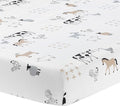 Lambs & Ivy Baby Farm Animals 100% Cotton Fitted Crib Sheet - White