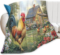 Tijuboni Rooster Chicken Throw Blanket Rooster Gifts for Girls Boys Women Men Kids Adults Soft Flannel Fleece Blanket for Couch Sofa Bed Home Decor 50"x60"