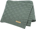 LAWKUL Green Baby Blankets Knitted Cable Babe Blanket Soft Airy Newborn Infant Receiving Swaddle Boy Girl Stroller 40"x30"
