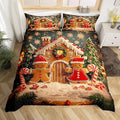 Feelyou Cute Gingerbread Man Duvet Cover Twin Size Cartoon Christmas Bedding Set for Boys Girls New Year Holiday Comforter Cover Reversible Xmas Decor Bedroom Decor 2Pcs