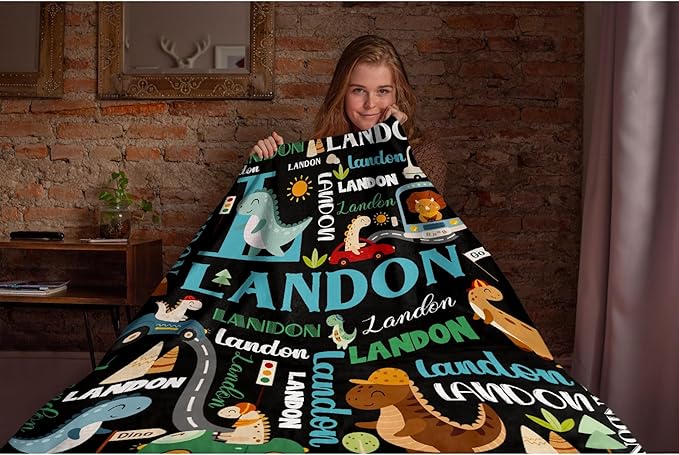 Custom Dinosaur Truck Blanket Gifts for Girls Boys Women - Super Soft Cozy Warm Throw Sheet for Couch Bed Sofa Office Decor All Season 50"x60" for Teens