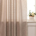Deeprove Boho Style Curtains 96 inches Long, Vintage Bohemian Embroidery Striped Farmhouse Cotton Linen Fringe Window Treatments Bedroom Living Room Nursery, W52 x L96, 1 Panel Khaki and Brown