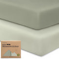 2-Pack Pack and Play Sheets, Waterproof Mini Crib Sheets Fitted - Organic Cotton Pack N Play Sheets for Graco Pack and Play Mattress, Playard Baby Crib Sheets, Neutral for Boy,Girl, Toddler (Lichen)
