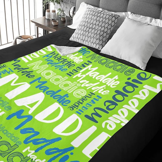 Dr.TOUGH Personalized Blankets with Name Customized Baby Blankets for Girls Boys Adults Monogrammed Blankets and Throws Christmas Birthday Mothers Fathers Valentines Day Gift (Light Green, 40''×50'')