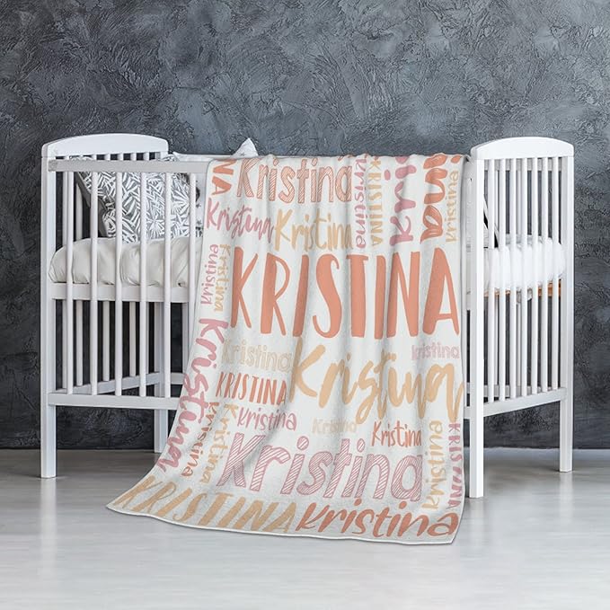 Dr.TOUGH Personalized Blankets with Name Customized Baby Blankets for Girls Boys Adults Monogrammed Blankets and Throws Christmas Birthday Mothers Fathers Valentines Day Gift (Light Orange,30''×40'')