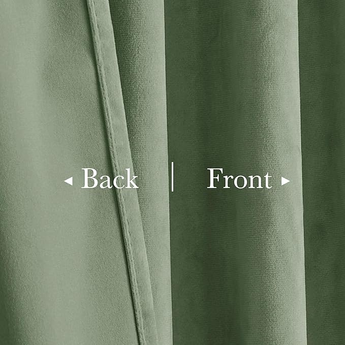 StangH Retro Green Velvet Curtains Room Darkening, 52x108 Inches, Super Soft Velvet Drapes with Rod Pocket Back Tab, Thermal Insulated Window Treatment for Bedroom, Living Room, 2 Panels