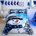Feelyou Kids Christmas Theme Decorations Bedding Set Xmas Snowman Comforter Set for Boys Girls Cute Comforter Blue Bedroom Collection Twin Size