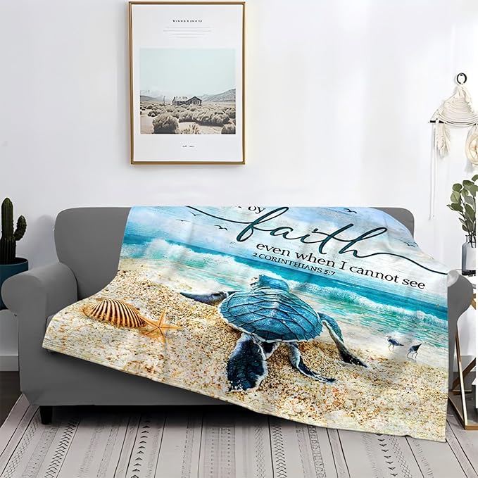 Tijuboni Sea Turtle Ocean Throw Blanket Beach Nautical Gifts for Women Men Girls Boys Kids Adults Soft Flannel Fleece Blanket for Couch Sofa Bed Home Decor 50"x60"