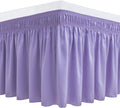Biscaynebay Wrap Around Bed Skirts for King & Cal King Beds Short Drop of 12", Lavender Adjustable Elastic Dust Ruffles Easy Fit Wrinkle Resistant Silky Luxurious Fabric Machine Washable