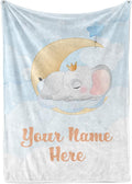 Personalized Baby Blankets with Name | Custom Elephant Newborn Blanket for Baby Girl and Baby Boy | Unisex Warm Soft Fleece Swaddle Blanket Minky | (Elephant, Fleece 50"x60")